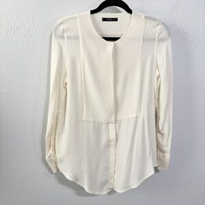 Etro Cream Button Down Shirt with Bib Collar and Long Sleeves tuxedo silk med